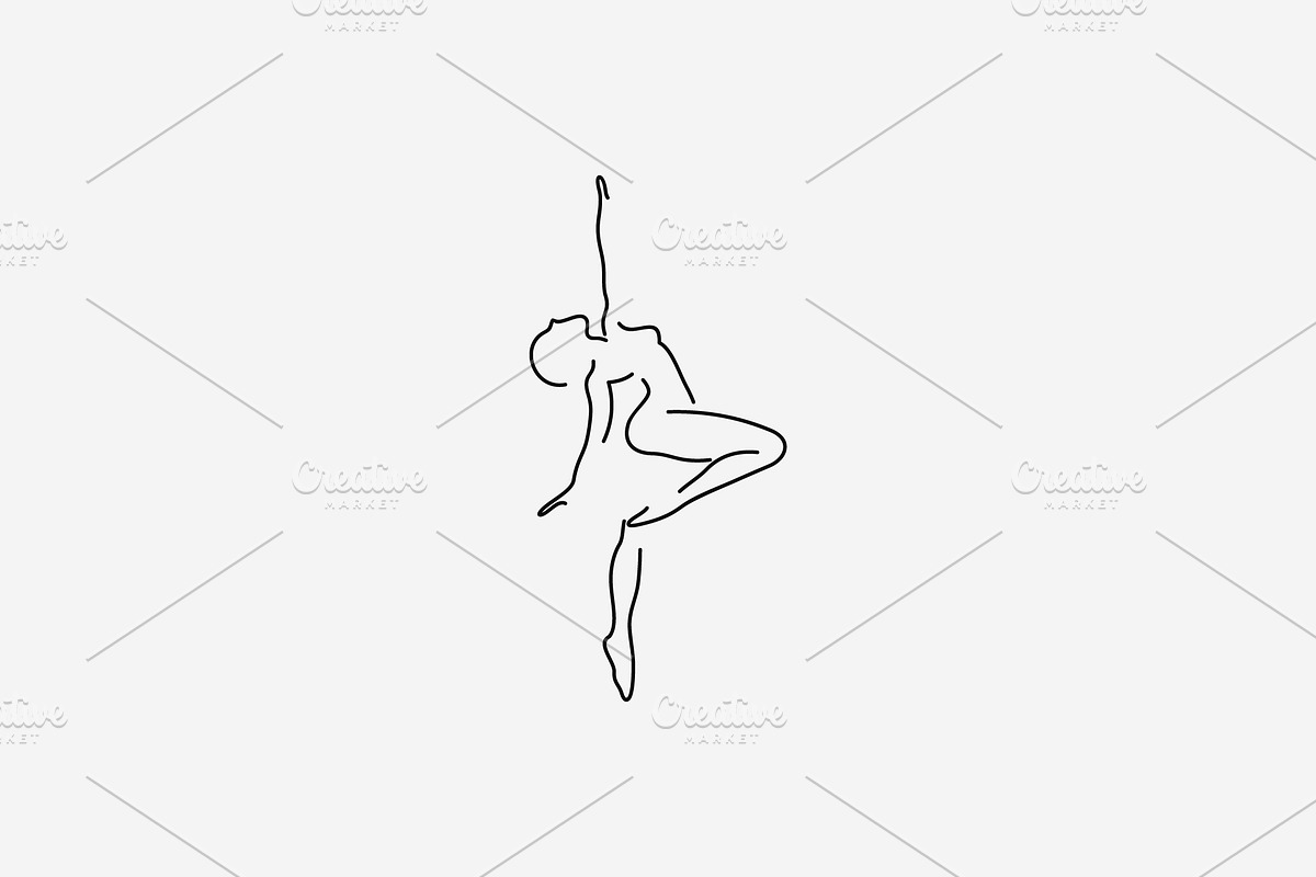 Ballerina Illustration Line Art Logo, a Branding & Logo Template by yanuart