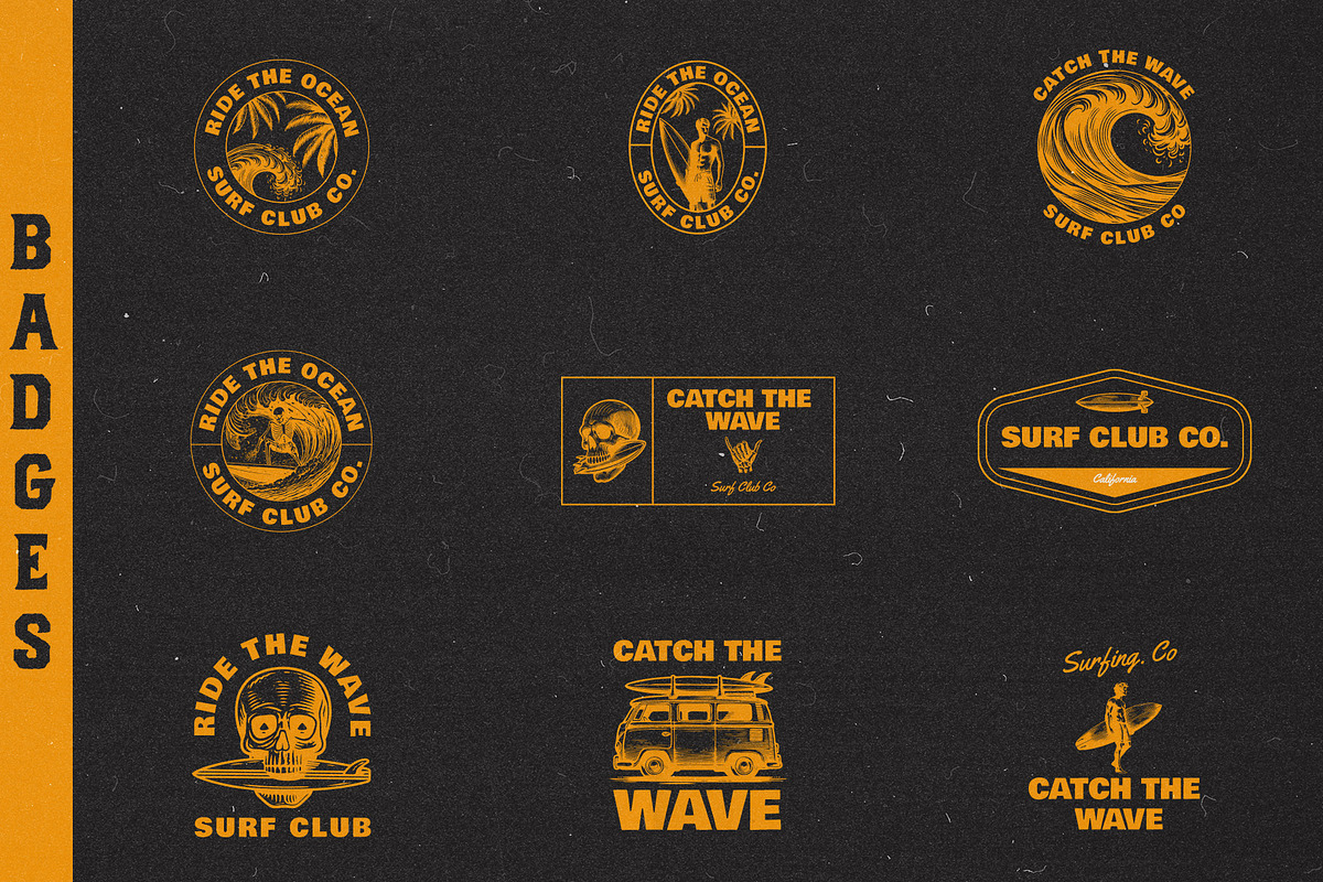 Vintage Surf Badge & Illustrations, an Illustration by elliazidi.designs (Photo 2 of 7)
