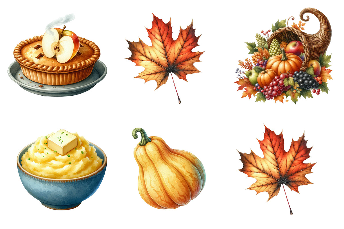Thanksgiving Watercolor Clipart, an Illustration by SinaCreation (Photo 2 of 5)