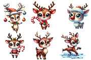 Christmas Funny Reindeer Clipart, an Illustration by Designworld (Thumbnail 4 of 6)