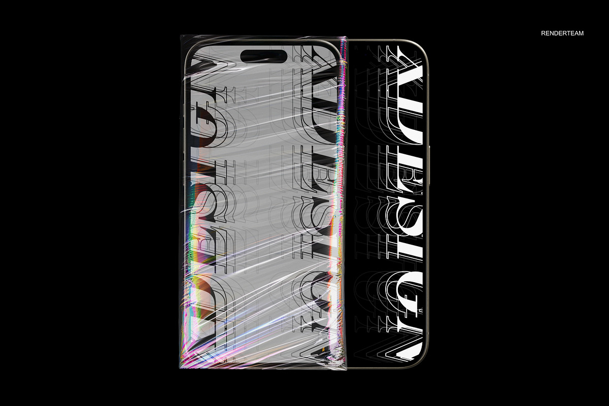 Holographic Brand Identity Mockups, a Packaging Mockup by Renderteam (Photo 7 of 14)