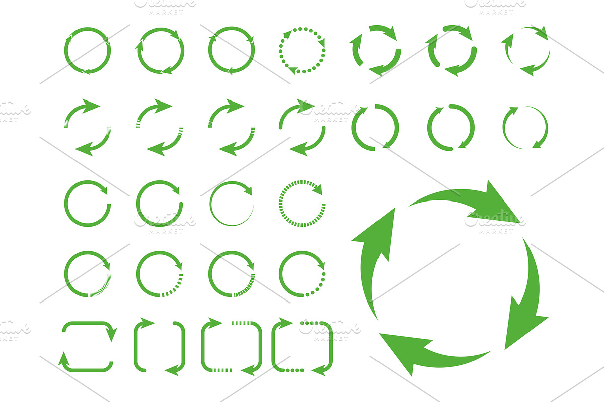 Green arrow icon set, an Object Illustration by Vector Creator