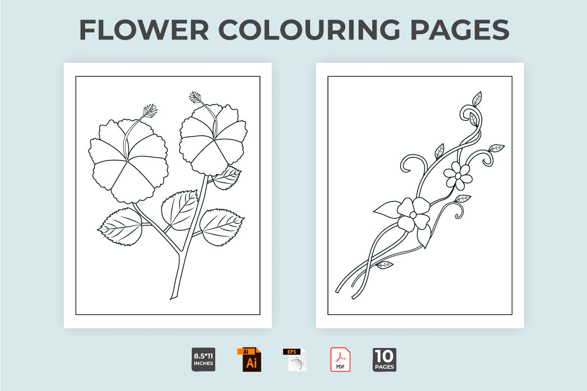 Flower coloring page vector for kids, a Stationery Template by Iftikhar Alam (Photo 4 of 6)
