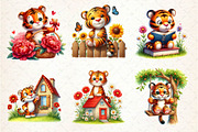 Cute Tiger Floral Spring Clipart, an Illustration by Dream Creation (Thumbnail 3 of 5)