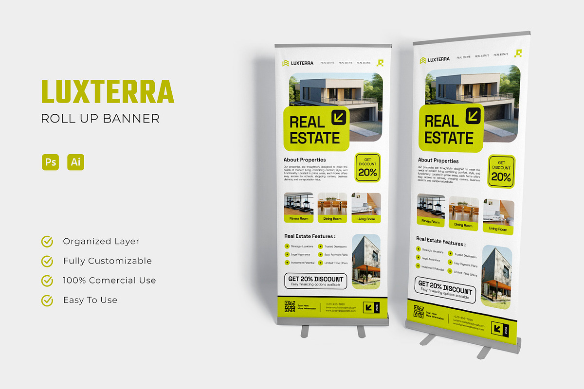 Luxterra Estate - Roll Up Banner, a Print Template by Esensifiksi.studio (Photo 1 of 2)
