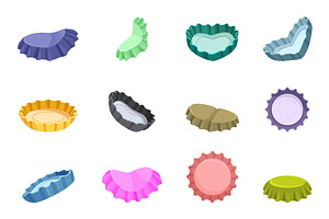 Bottle caps set. Cartoon cap for, an Illustration by Valerie Bodnar