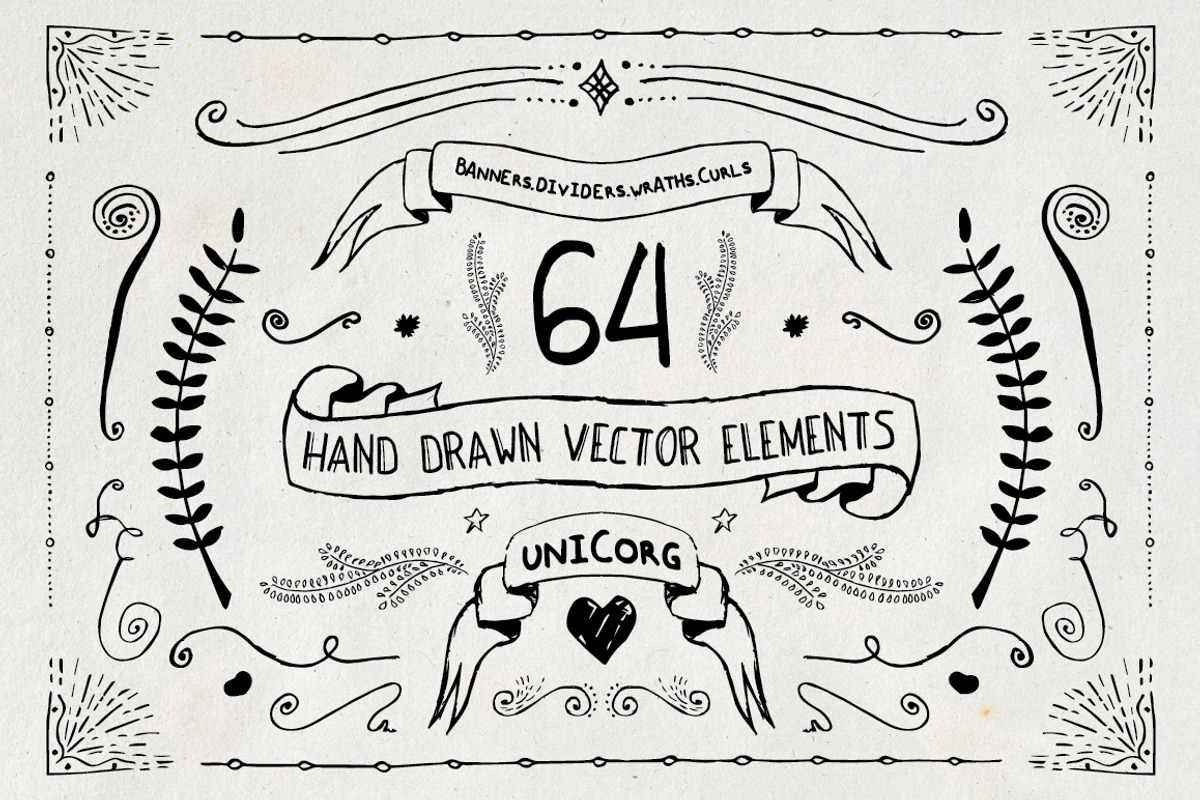 Hand Drawn Vector Elements Pt1, a Decorative Illustration by Elegrad Design Agency (Photo 1 of 3)