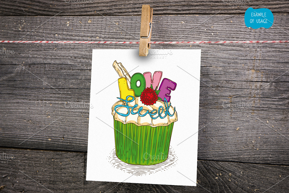Cupcake. Hand Drawn Creator Kit, a Decorative Illustration by DeepFuze (Photo 4 of 6)