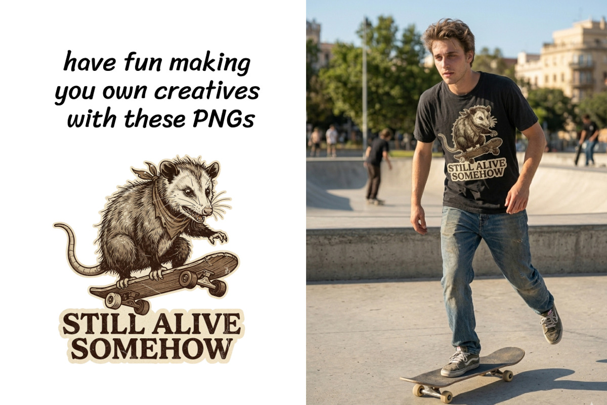 Funny Opossum T Shirt Designs, an Animal Illustration by InkyQueenArt (Photo 2 of 6)