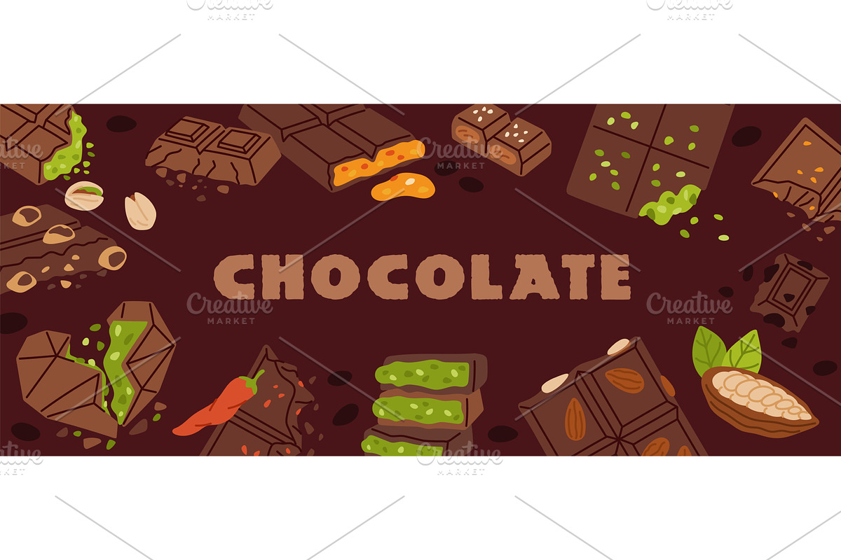 Frame design with cocoa elements, a Food Illustration by YummyBuum