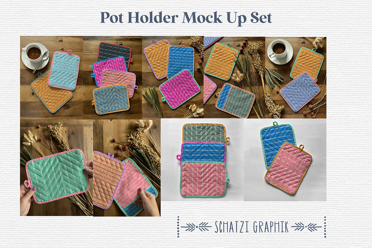 Pot Holder Mockup Set, a Household Mockup by Schatzi Graphik (Photo 1 of 10)