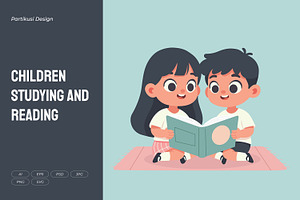Children Studying And Reading, a Person Illustration by Partikusi Design
