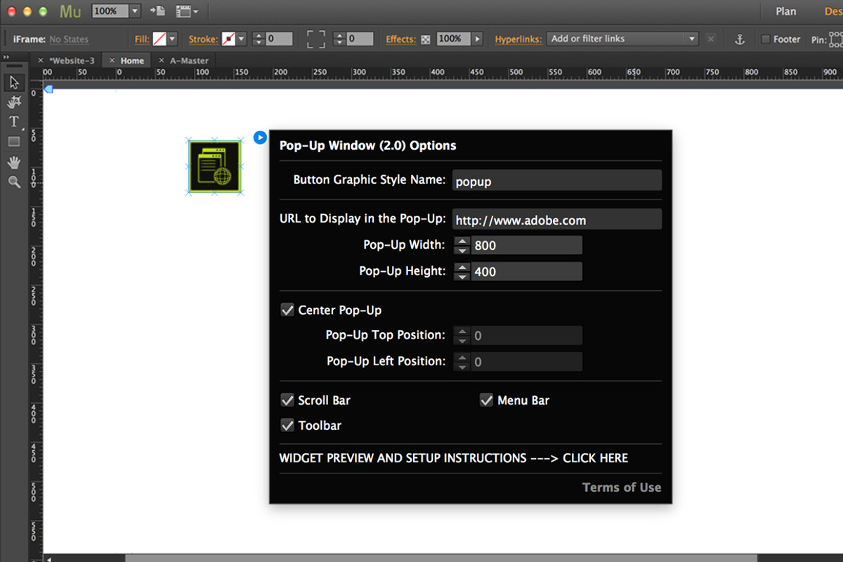 Pop-Up Window Adobe Muse Widget preview 2