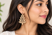 Christmas Tree Earrings Laser Cut, an Object Graphic by Canvas Craft (Thumbnail 3 of 3)