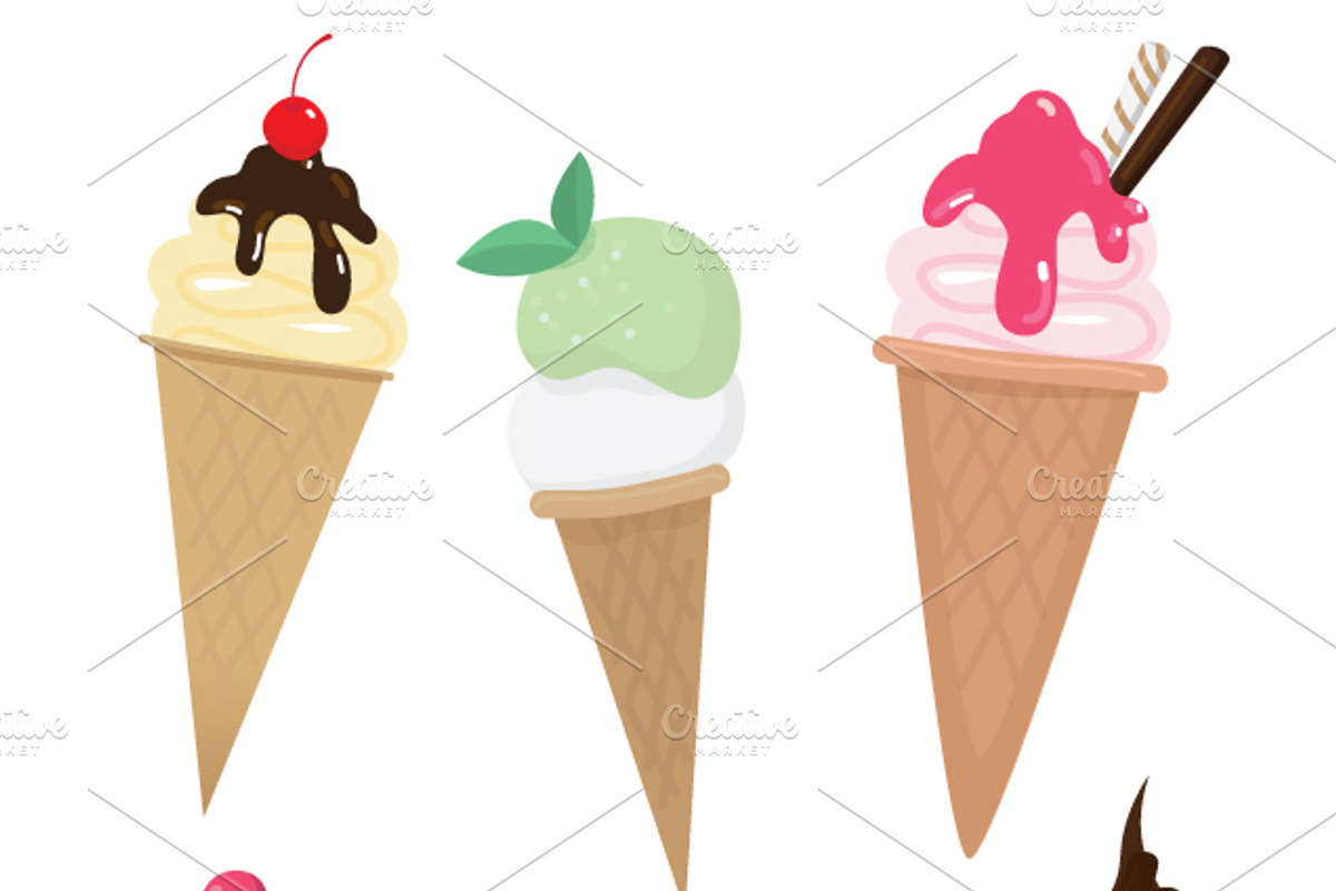 Yumm yumm vector ice cream set, a Food Illustration by Cheeba Ribba Designs (Photo 2 of 2)