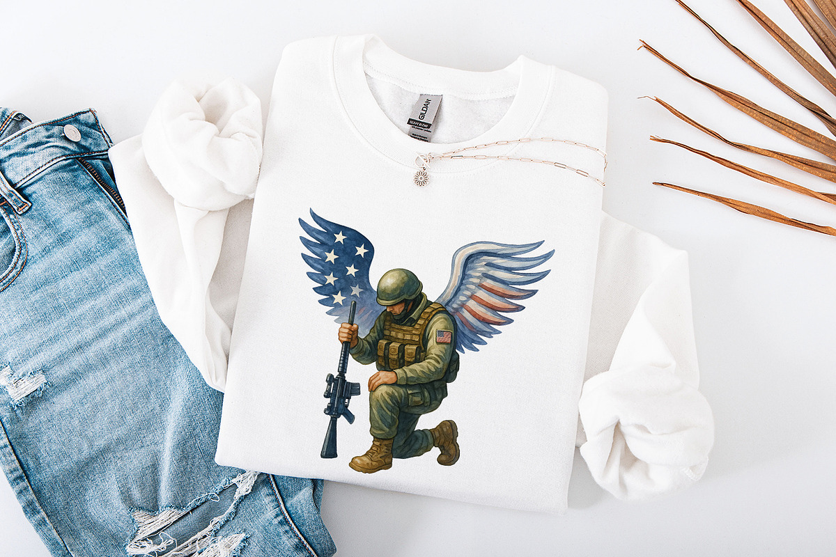 American Soldier Angel Man Praying, an Illustration by SharpMarketplace (Photo 4 of 9)