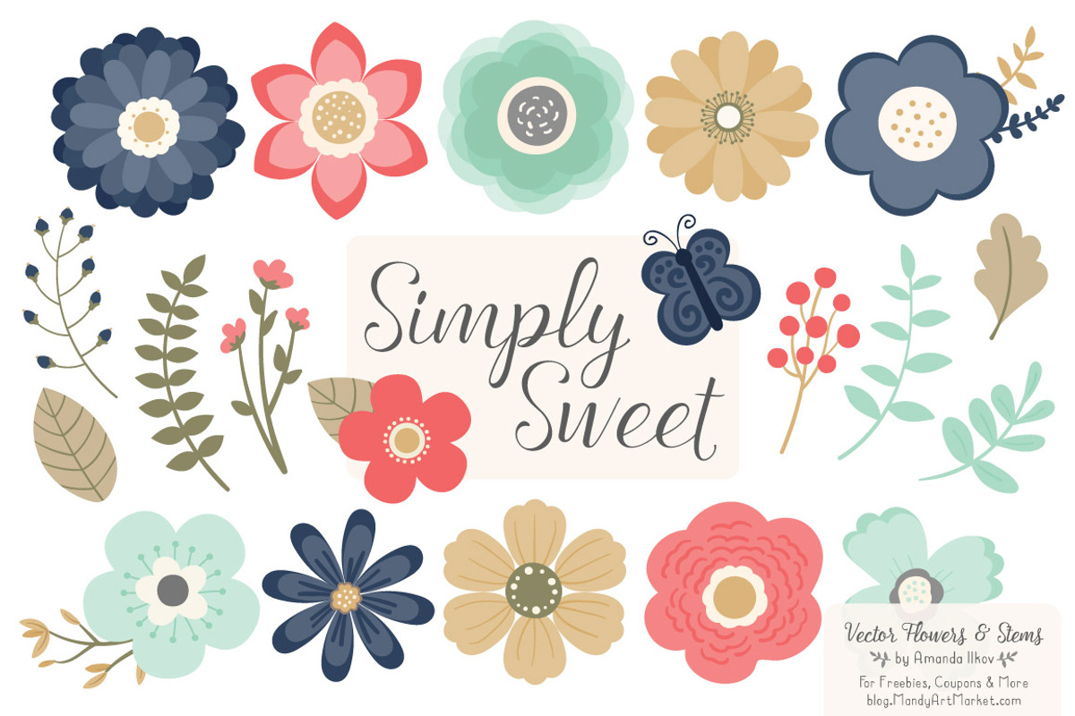 Modern Chic Flowers Clipart, an Illustration by Amanda Ilkov (Photo 1 of 4)