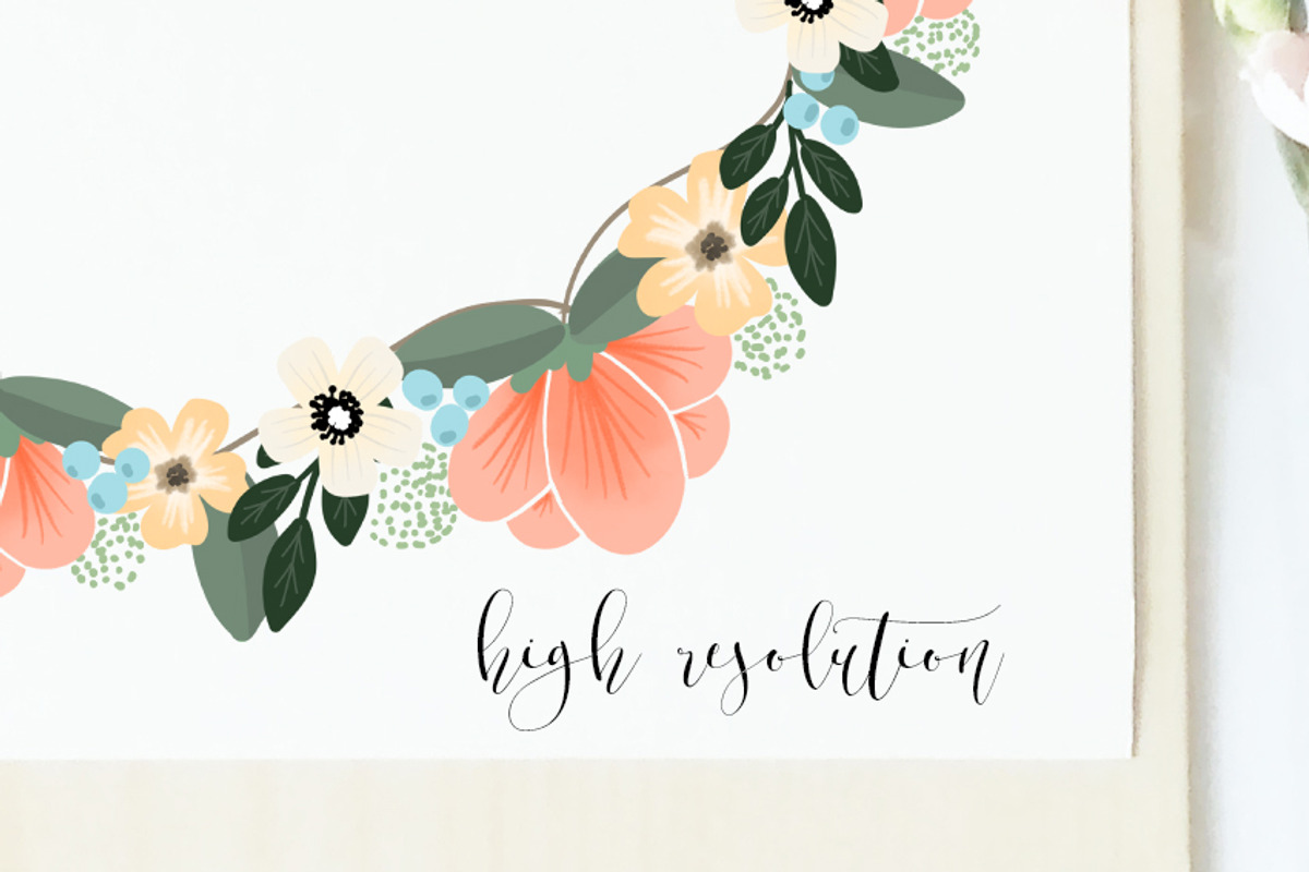 Modern hand drawn floral wreath, an Illustration by Printable Wisdom (Photo 3 of 4)