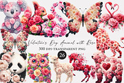 Valentine's Day Animal with Rose, an Illustration by Designworld (Thumbnail 1 of 5)