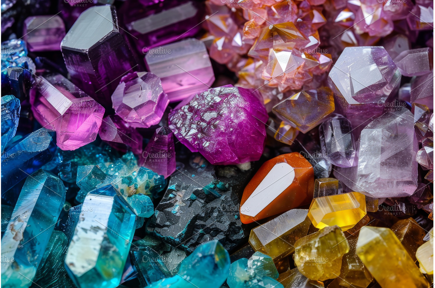Colorful crystals and gemstones, an Abstract Photo by Ylivdesign