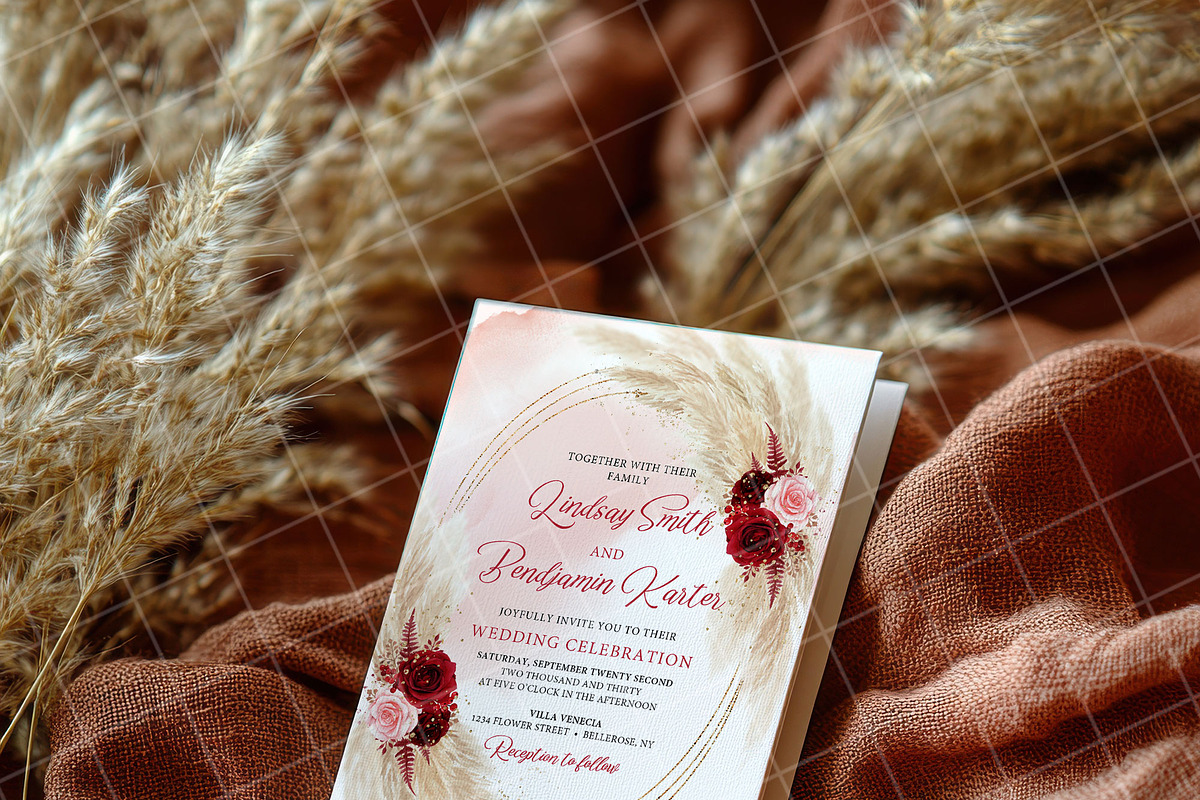 Boho 5x7 Invitation card mockup PSD, an Advertising Mockup by Blush Roses Print (Photo 7 of 8)