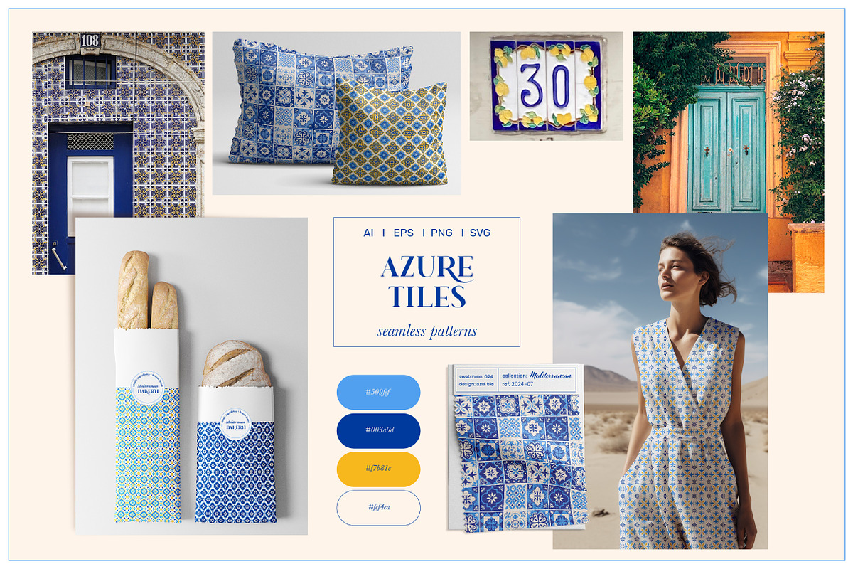 Azure Tiles Patterns & Brushes, a Pattern Graphic by Marish (Photo 4 of 9)