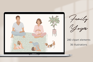 Family Yoga 2 Illustration Set