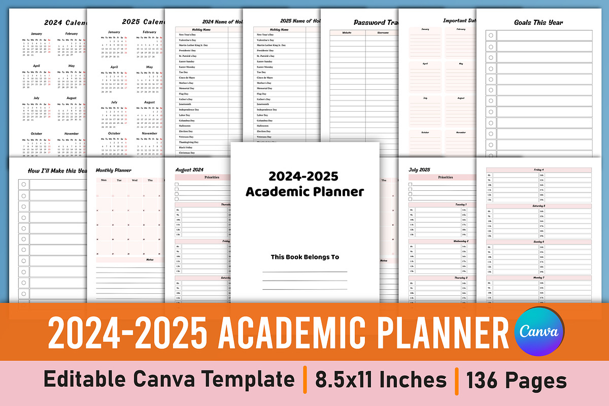2024-2025 Academic Planner Canva, a Stationery Template by Mustafiz (Photo 1 of 5)