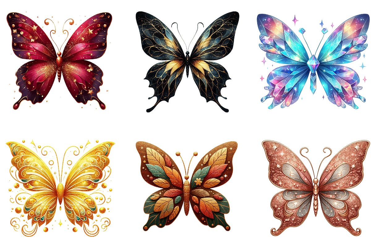 Glitter Butterfly Sublimation Clipar, an Illustration by DreamArtGraphic (Photo 2 of 4)
