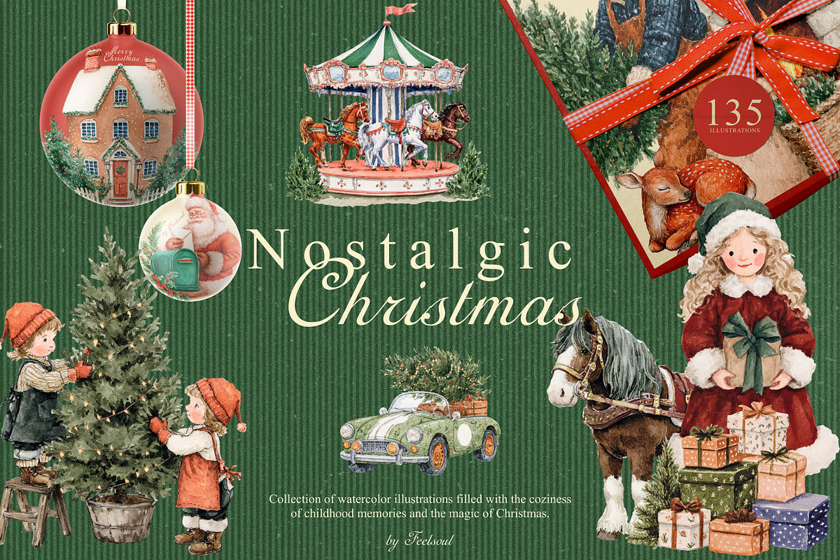 Nostalgic Christmas Illustrations, a Decorative Illustration by Feelsoul (Photo 1 of 10)