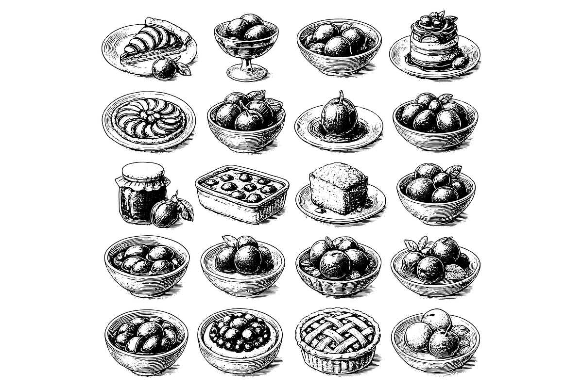 Fruit Dessert Illustration Set, an Object Graphic by nikagraphic