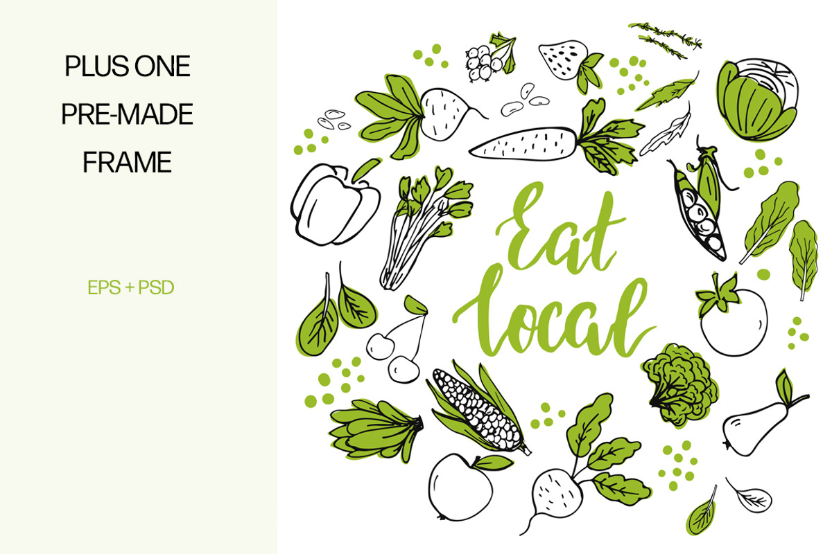 Fruits and vegetables set, a Background Graphic by Imageblend (Photo 4 of 7)