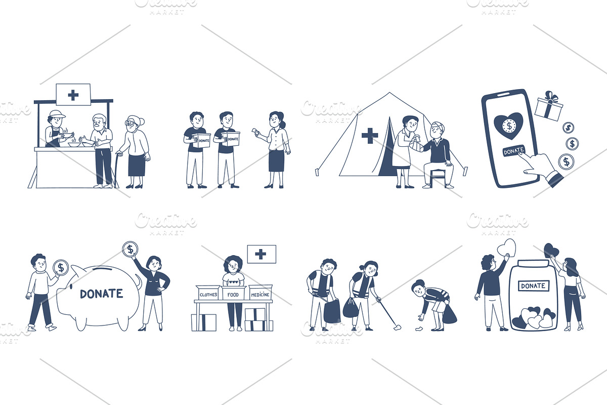 Charity characters. Volunteers, a Person Illustration by LadadikArt