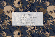 Vintage Baroque Floral Pattern, a Pattern Graphic by StudioGlouna (Thumbnail 1 of 6)