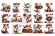 Quirky Autumn Fox Watercolor Clipart, an Animal Illustration by Nicolle's Colorful Art (Thumbnail 4 of 4)