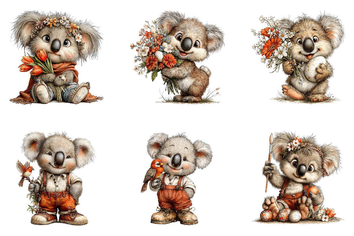 Whimsical Easter Koala Clipart, an Illustration by CreationArt (Photo 5 of 7)