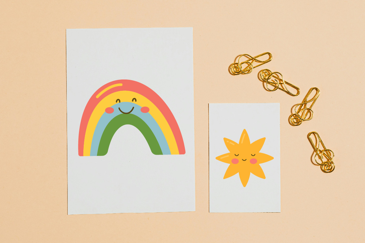 20 Cute Rain Cloud Sun Star Rainbow, a Decorative Illustration by jongcreative (Photo 6 of 9)