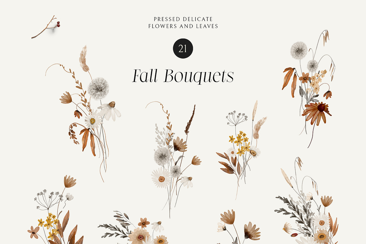 Fall Florals - watercolor set, a Seasonal Illustration by AleksaArt (Photo 3 of 13)