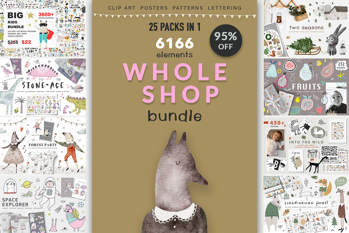 Whole Shop Bundle | 6166 elemennts, an Animal Illustration by Oksana Stepova (Photo 1 of 26)