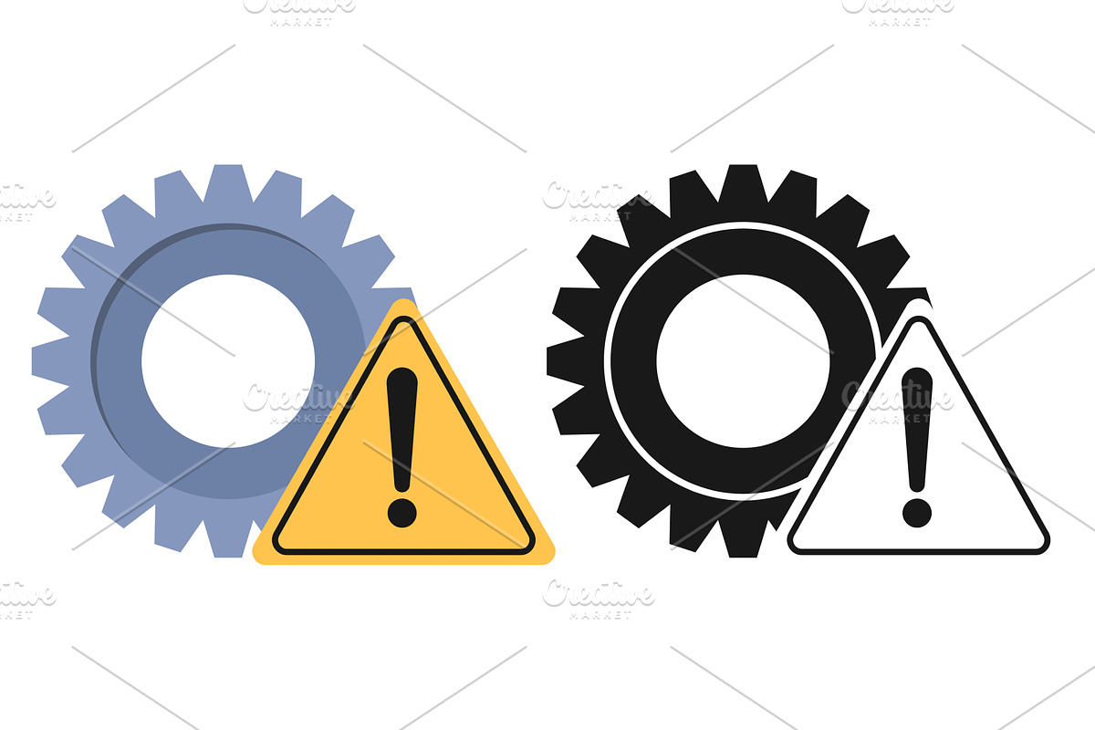 Icon with gear and triangular yellow, a Technology Illustration by Vectorbuum