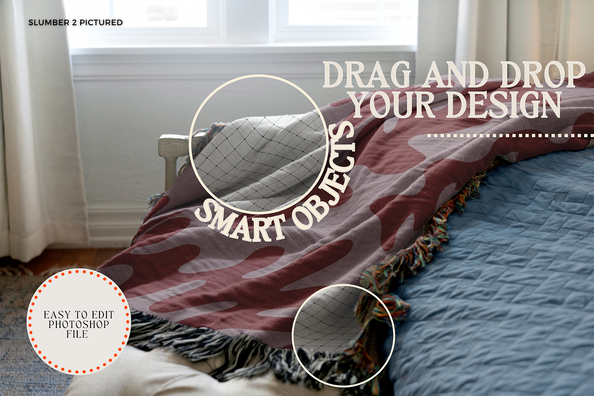 Woven Throw Mockup Bundle - Slumber, a Household Mockup by VisualGrid (Photo 5 of 10)