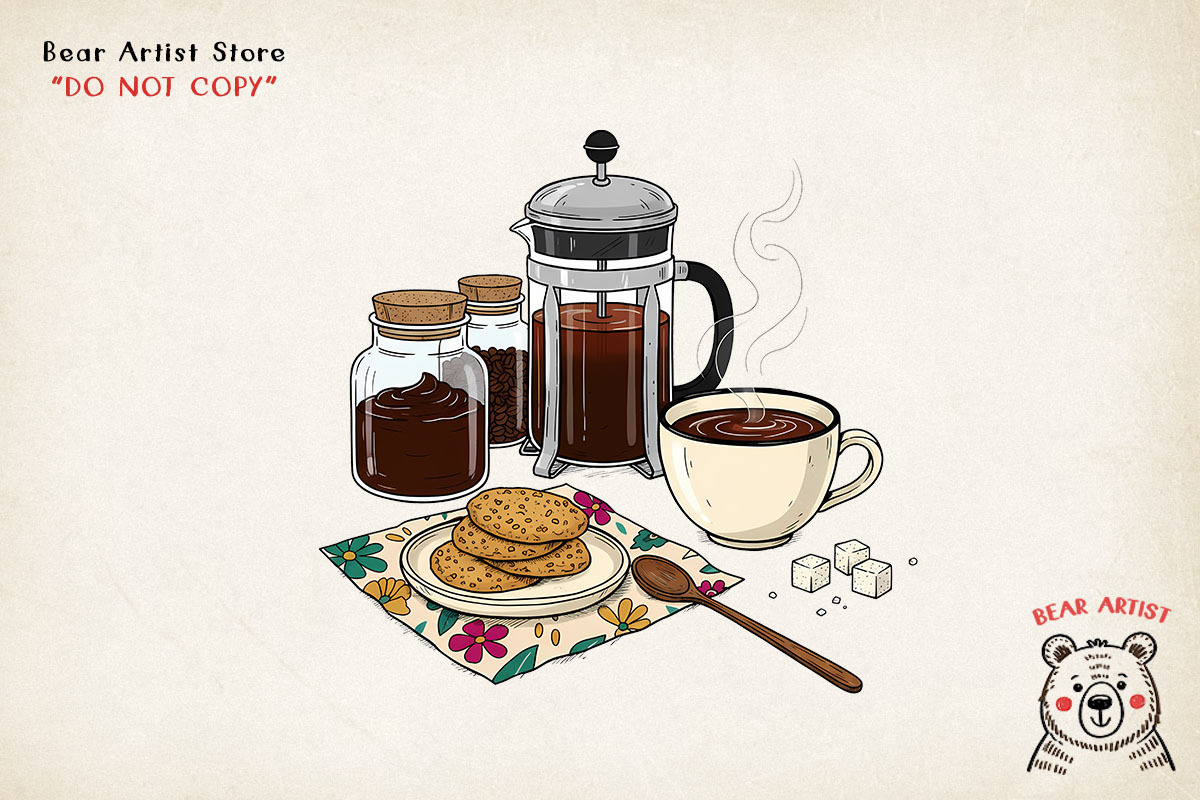 Coffee Morning Hand-drawn PNG Bundle, an Illustration by GlitterCraft (Photo 52 of 101)