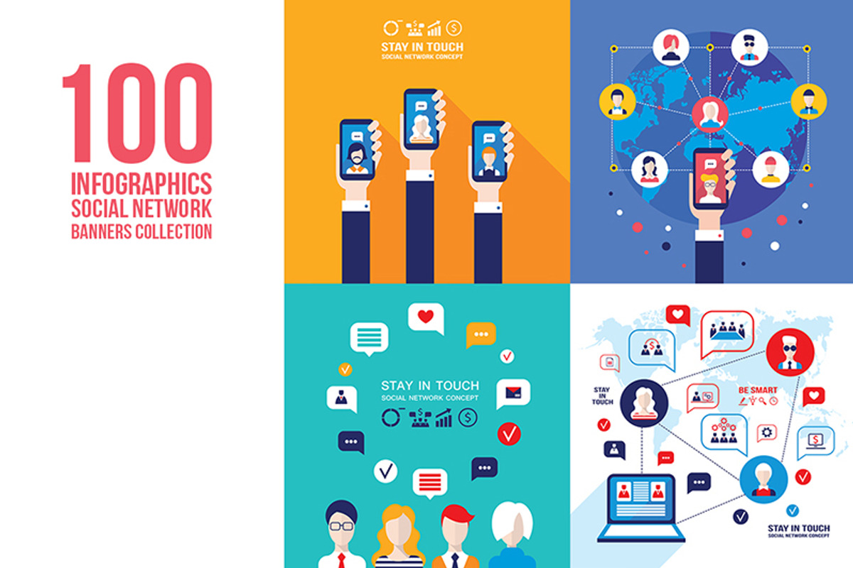 100 social network infographic set, a Person Illustration by Anttoniu (Photo 5 of 5)
