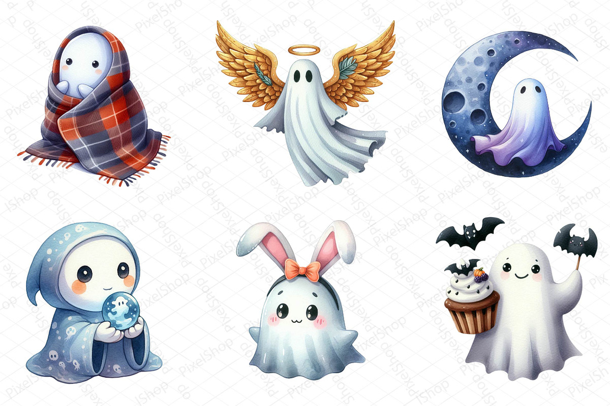 Halloween Clipart Cute Spooky Ghost, an Illustration by DreamPrint404 (Photo 4 of 4)