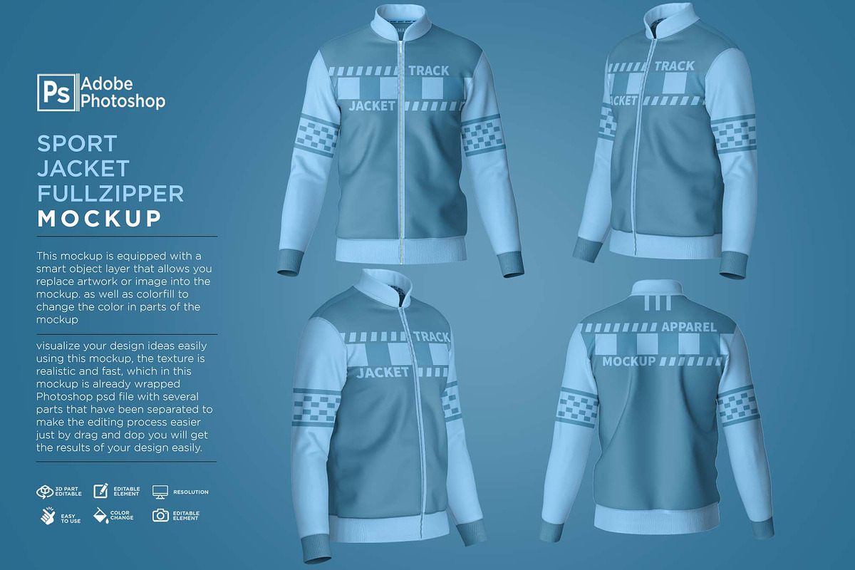 Sport Jacket Fullzipper Mockup, a Hoody Mockup by Nanggroe Scripting (Photo 1 of 9)