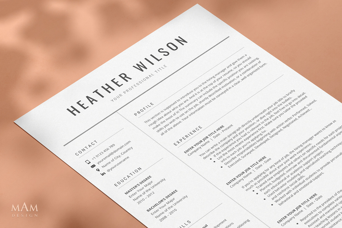 Professional Resume CV Template, a Resume Template by MAM Design (Photo 4 of 10)