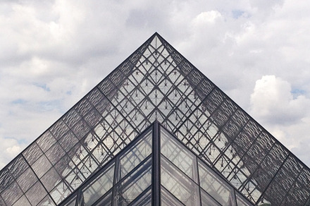 Louvre pyramids containing architecture, europe, and european