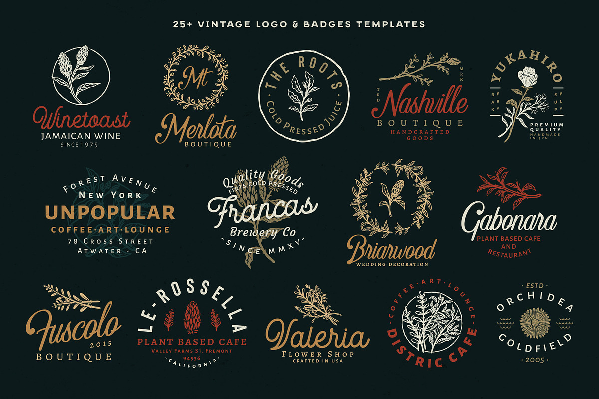 50+ Hand Drawn Floral Logo & Badges, a Branding & Logo Template by Wortfice (Photo 4 of 9)