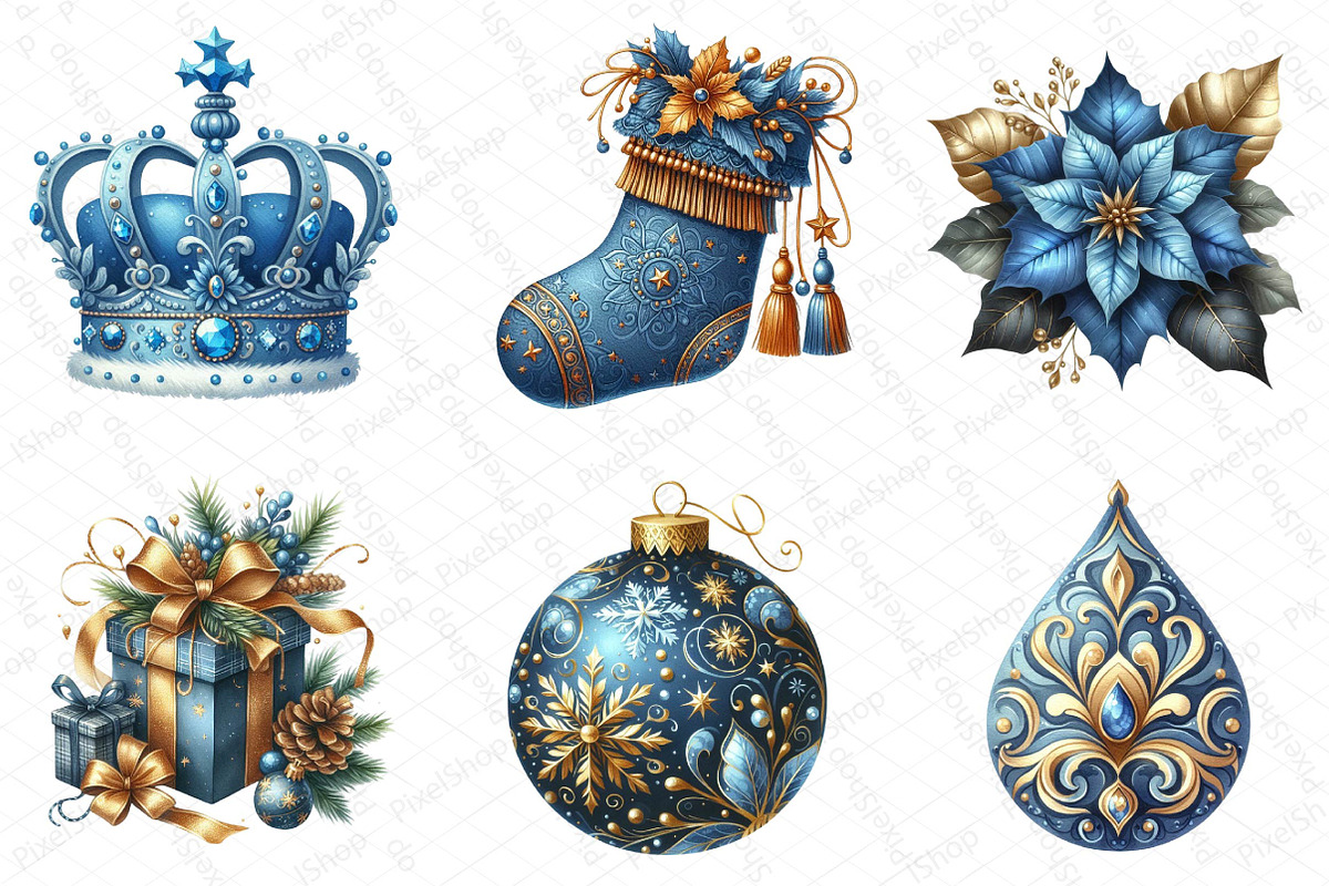 Blue Royalty Christmas Clipart, an Illustration by DreamPrint404 (Photo 4 of 4)