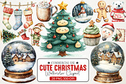 Cute Christmas Watercolor Clipart, an Illustration by RobertsArt (Thumbnail 1 of 7)